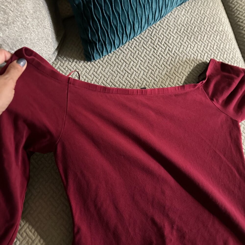 Express -Maroon shirt dress wide square neck - Picture 2 of 4